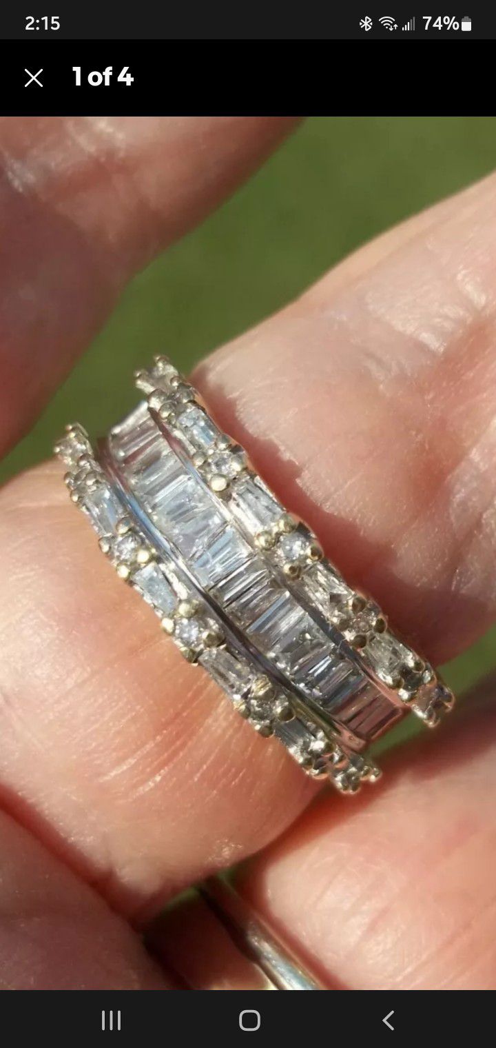 10K Diamond 40 Baguette (Natural )Arc Deco Wedding Ring Size7.75