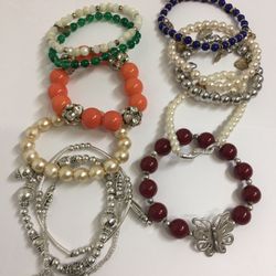 ALL FOR $25  8 FASHION JEWELRY BRACELET LOT VINTAGE TO NOW ASSORTED TYPES & MATERIALS 🌸🌼🌺 ESTATE FIND JEWELRY VINTAGE TO FASHION 