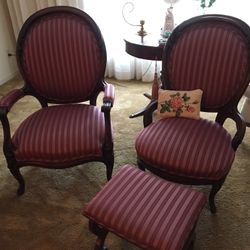 Beautiful Reupholstered, Old Victorian Antique Chairs 