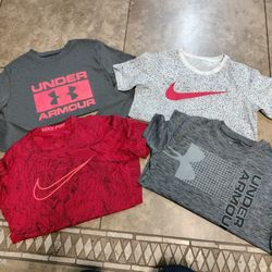Nike and under Armour Shirts Boys Size M Lot Of 4