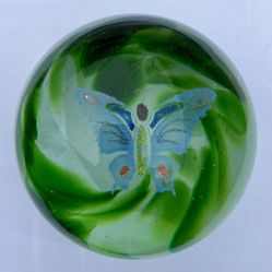 Vintage Wilkerson Glass Floating Butterfly Paperweight