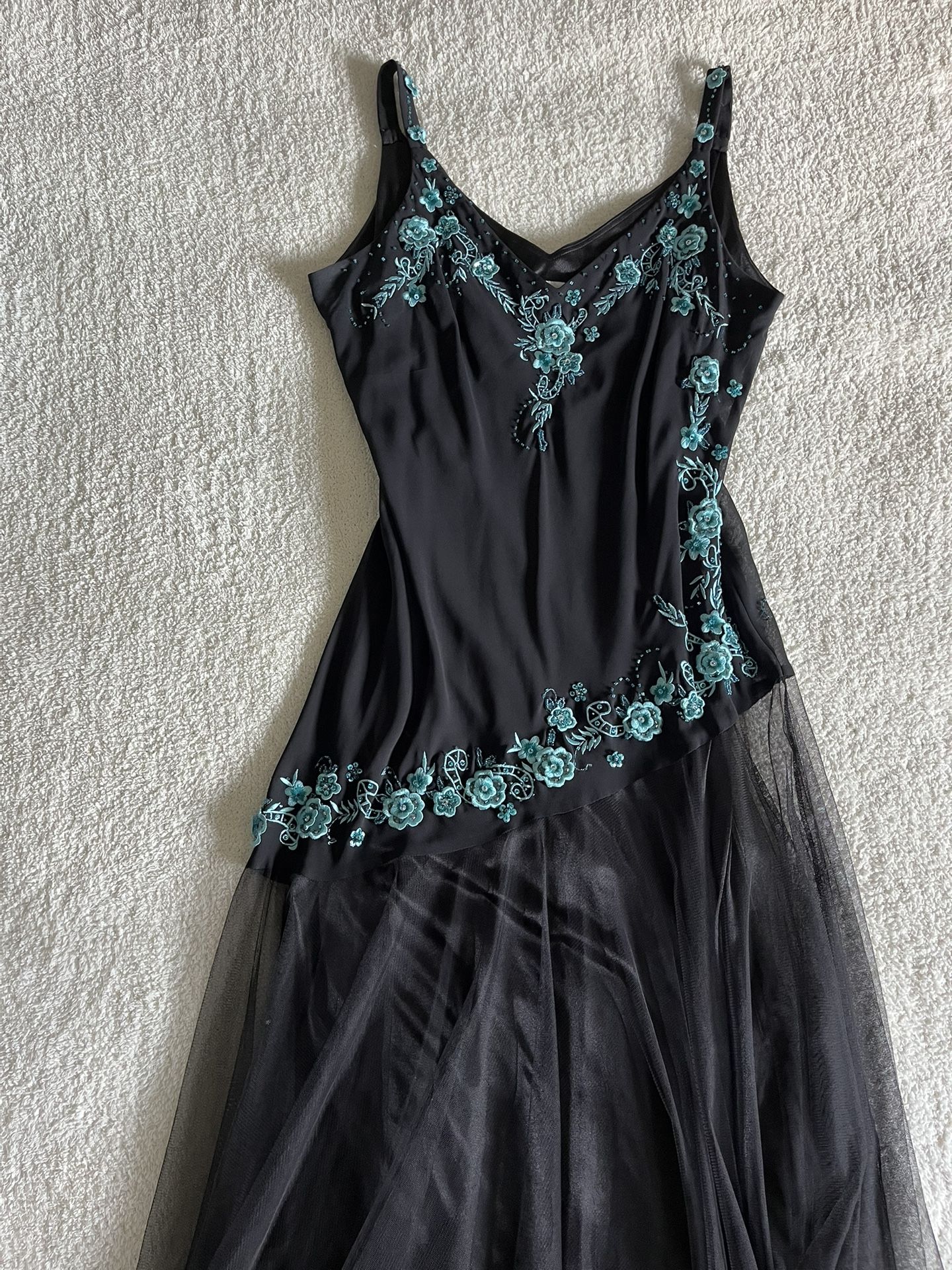 Vintage R&M Richards Floral Beaded Maxi Formal Dress