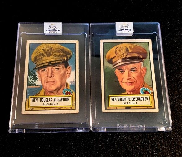Douglas MacArthur And Dwight D Eisenhower 1952 Topps Look And See Cards! RARE!