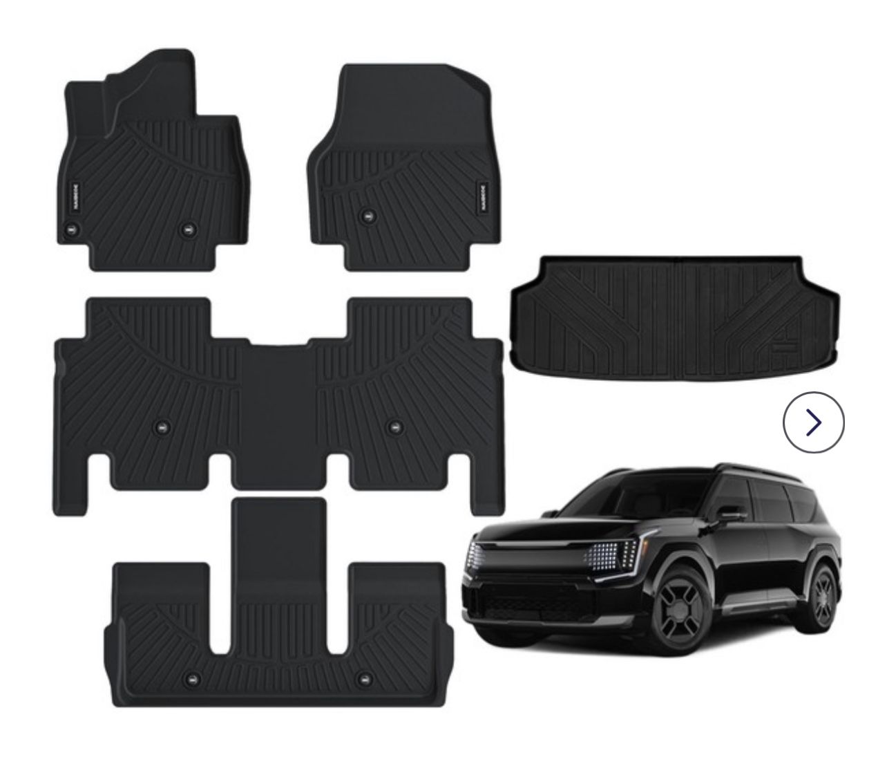 2024 Kia EV9 6-Passenger Seatiing 2nd-Row Captain's Chiars- All Weather Custom for Kia EV9 Floor Mats Liners 3 Row & Cargo Liner Behind The 3rd Row Ac