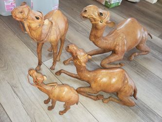 Hand made wood camels