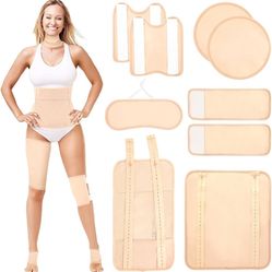 Castor Oil Pack Wrap, 9 Pcs Reusable Organic Castor Oil Pack Kit for Neck Chest Waist Back Knee and Feet, Adjustable Elastic Straps Castor Oil Compres