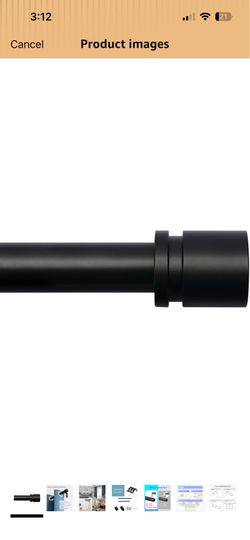 Curtain Rods for Windows 16 to 144 Inches Adjustable Length 1 Inch Diameter Window Curtain Rod with Aluminium Finials, Black