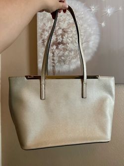 ALDO Cream Saffiano Tote Bag with Gold Hardware