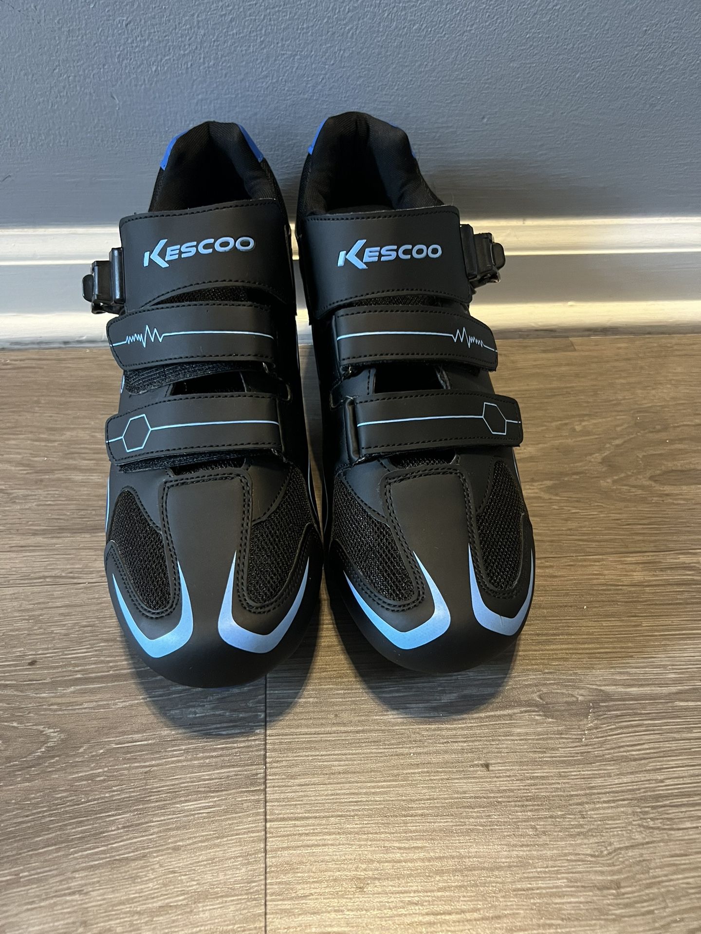 Kescoo Cycling Shoes Compatible With Pelaton Indoor Road Bike Blue