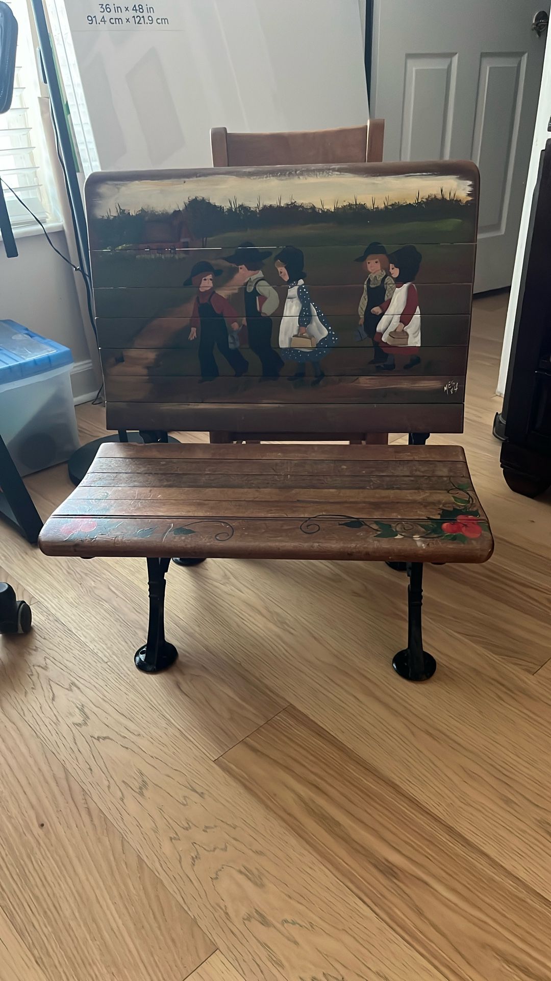Antique school desk and chair