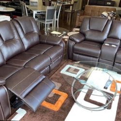 Power Reclining Sofa And Love Seat Available For Immediate Delivery