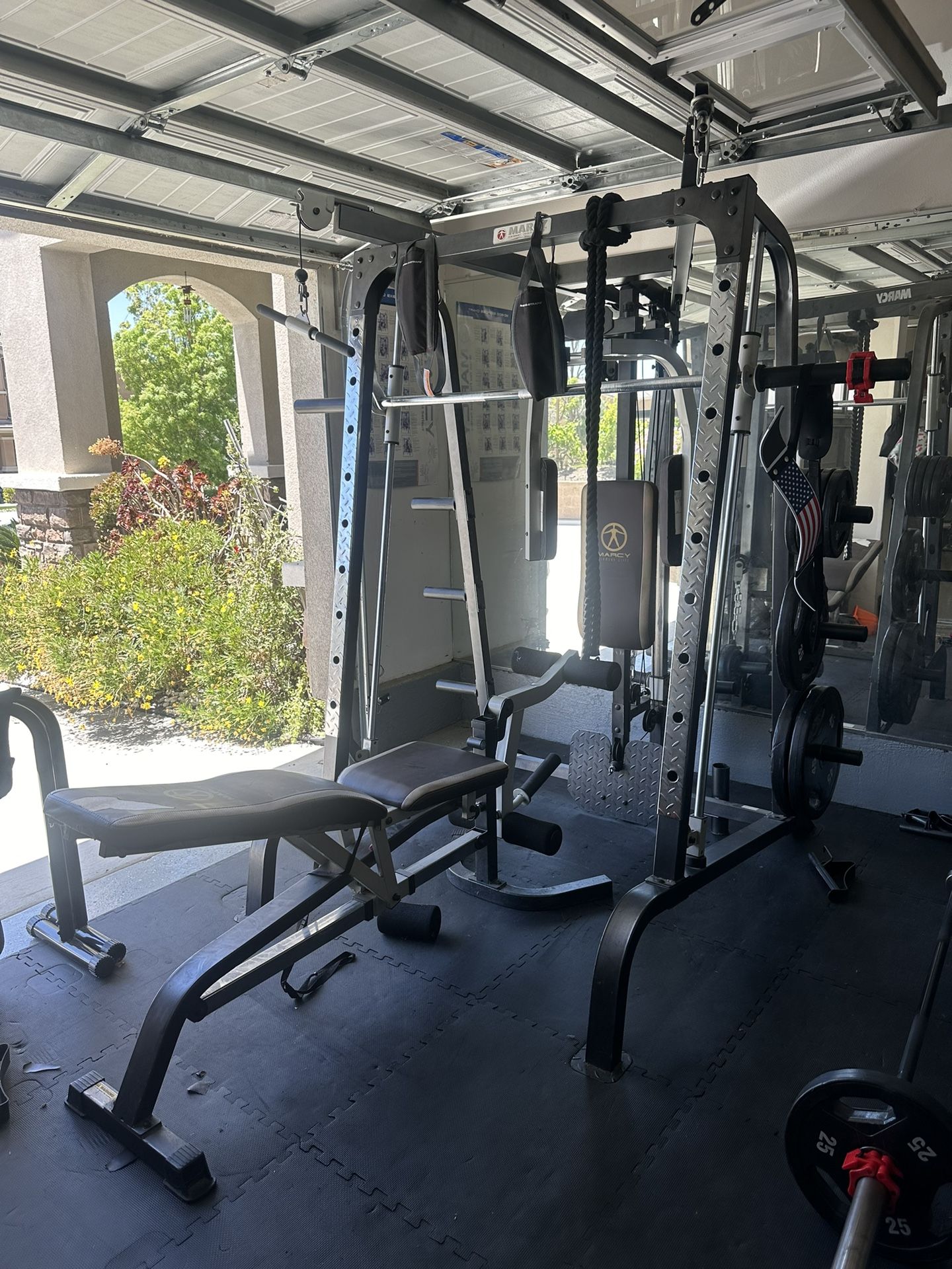 Gym Equipment- Marcy Smith Machine / Cage System with Pull-Up Bar and Landmine Station.