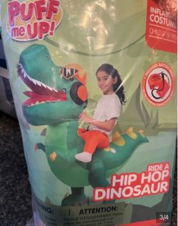 Spooktacular Creations child 7 to 10 years Halloween Inflatable Costume, Riding a Hip-hop Dinosaur Blow-up Costume,