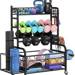 Weight Rack for Dumbbells, Dumbbell Rack Weight Stand, VOPEAK Home Gym Storage Rack for Yoga Mat Kettlebells and Strength Training Equipment, Weight S