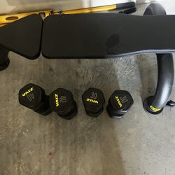 Flat Bench Workout And Dumbbells 