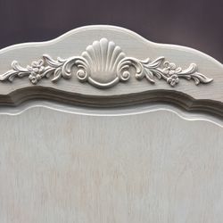 White Headboard Set With Coat Rack Night Stand And Dresser With Trifold Motor 
