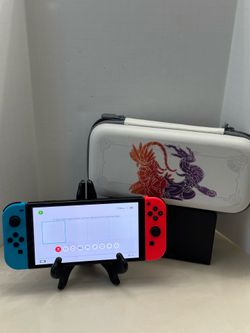 Nintendo Switch OLED Console Bundle W/ Pokemon Case & Red/Blue Joy Cons TESTED