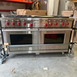 New Wolf 60" Stainless Steel Dual Fuel Gas Stove