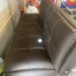 Like New Leather Futon With Charging Outlet