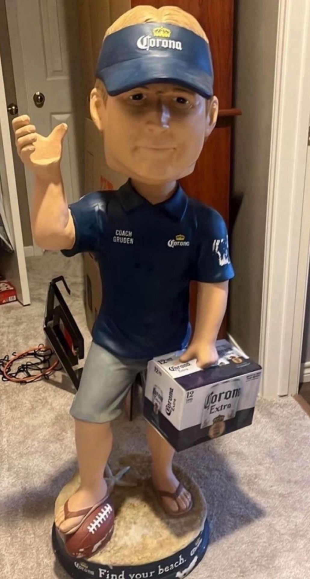 CORONA BEER 4FT TALL COACH JON GRUDEN BOBBLEHEAD NODDER FOOTBALL JOHN TAMPA BAY