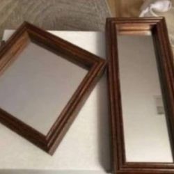 Vtg Homco Wood Wall Hanging Mirrors Square Rectangle Home Interior