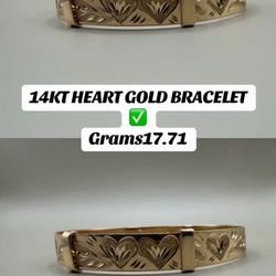 14KT GOLD HEART BRACELET 