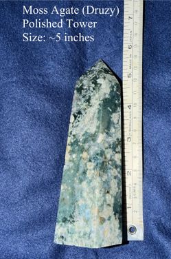 Gorgeous Moss Agate Tower With Druzy