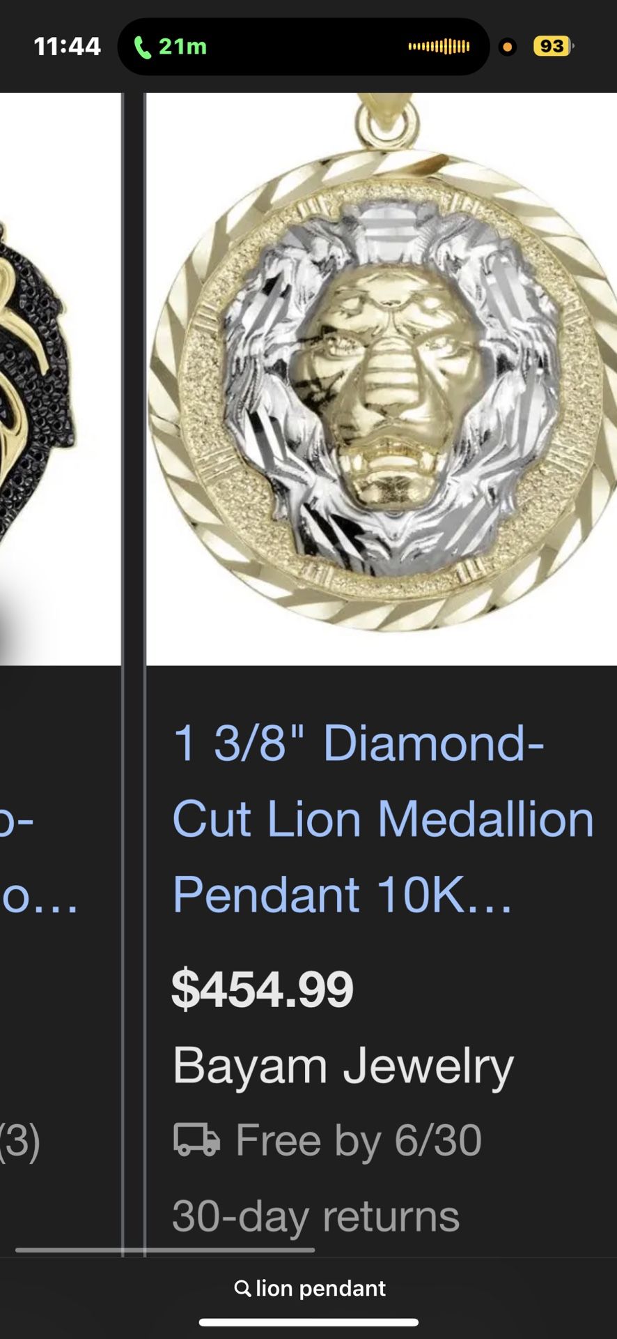 Gold Lion Pendant 10k 2tone Real Gold