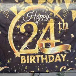 Large 24th Birthday Banner Or Backdrop 