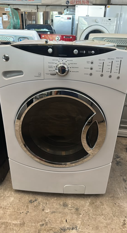 GE Front Load Washer – Stackable, Stainless Drum (White)