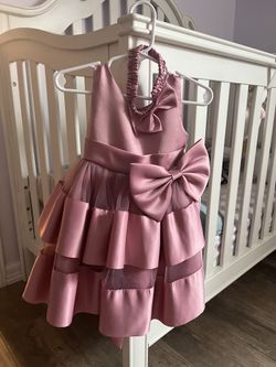 Baby Flower Girl Dress with Headwear Kids Party Wedding Pageant Special Occasion Dress