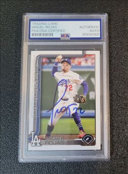 🔥 PSA Authentic on card Auto Miguel Rojas 2025 Topps Update World Series Hero💙