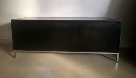 Modern Black Credenza with Metal Base