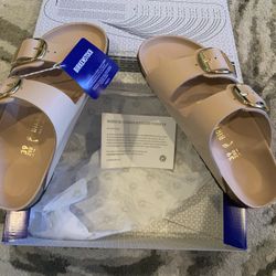 Birkenstock Arizona Big Buckle High Shine New Beige Sandals US M6 L8.0 1026553