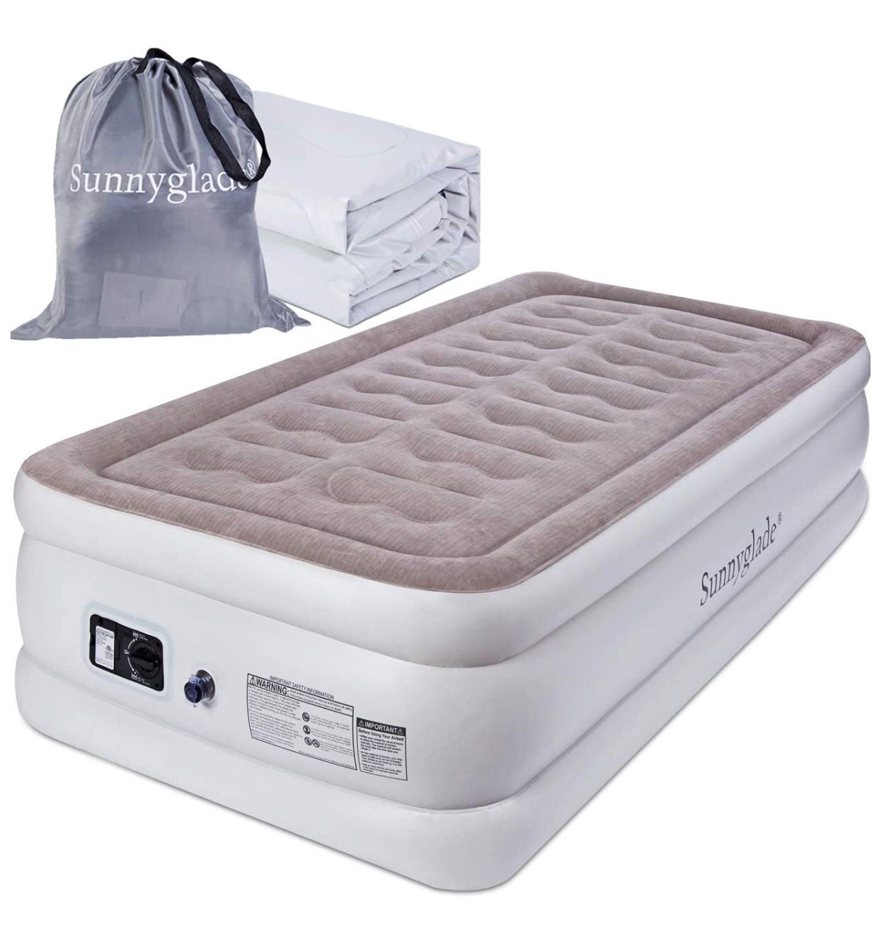 Air Mattress Durable Firm Bed Inflatable Airbed with Built-in Electric Pump