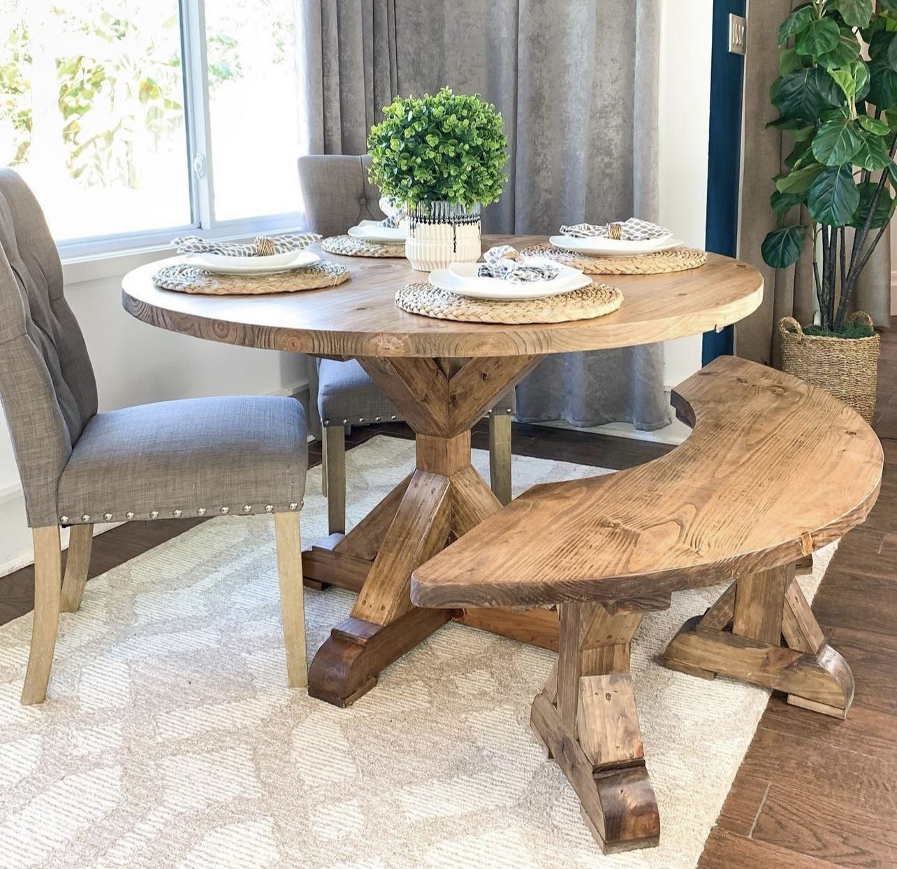 Custom Built Dining Table Solid wood Farmhouse Set Modern Rustic