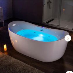 50% OFF - 72" Acrylic Freestanding Whirlpool & Air Bathtub w/ Heater White