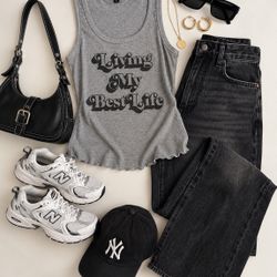 Fifth + Sun Living My Best Life Tank Top Women’s L $8