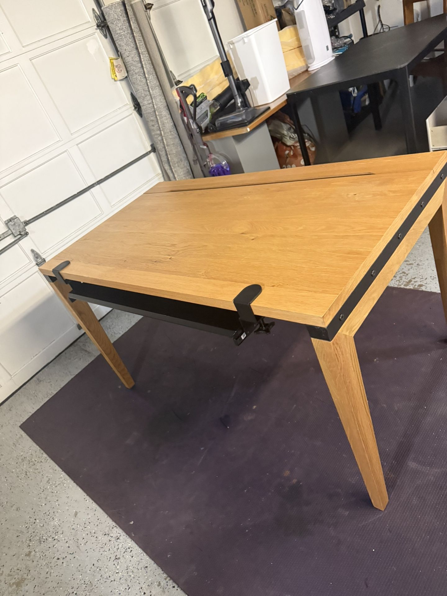 mid century modern desk with soft close cable storage along back. Barely used, undamaged.