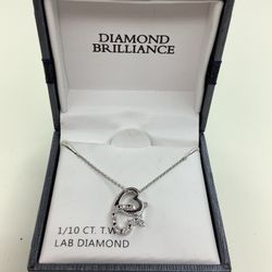 Heart Shaped Lab Diamond Pendant With Sterling Silver Rope Chain Necklace