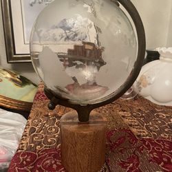 Vintage India Glass Wood  Stand 