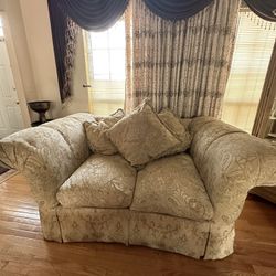Sofa And Loveseat Set, Tannish Color, Pattern 