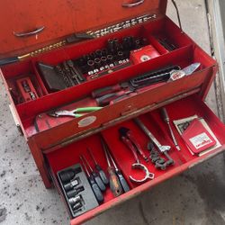 Rare Snap On Tool Box With Snap On Tools And Old Craftsman Set.
