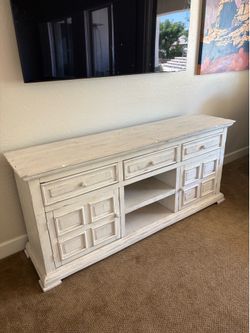 Whitewashed media console