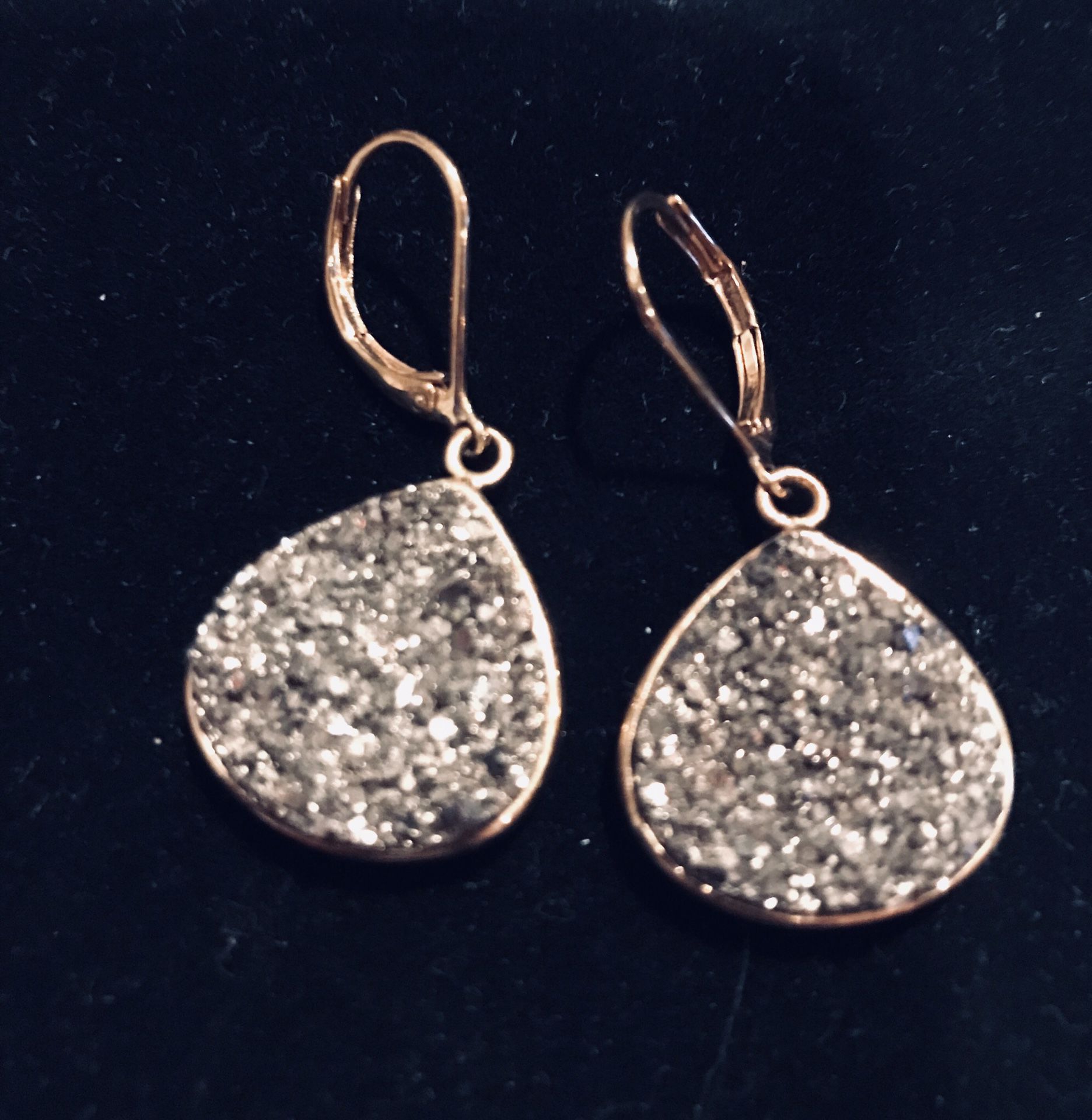 Diamond crush lever back earrings