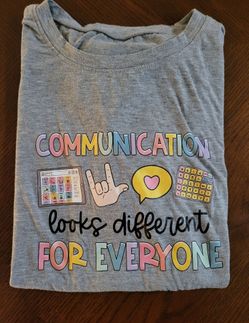 🗣️ Communication Looks Different for Everyone Gray Graphic T-Shirt XXL ASL AAC
