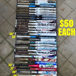 Softball Bats Sizes Are Labeled In The Picture Have More Equipment Available