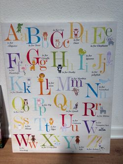 Kids Animal ABC Alphabet Canvas Wall Art