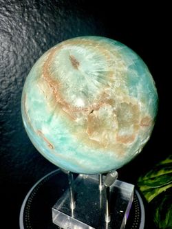 🌊 Caribbean Calcite / Blue Aragonite Sphere — 439g (3”)