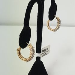 14k YG 6.5g Lever Jacket Bar Earrings .50CTW 